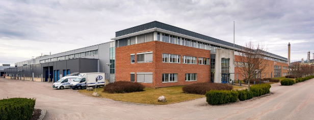 production hall, red brick building, from outside